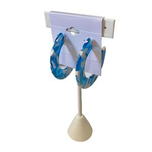 Gorgeous Lightweight Turquoise Blue & Bright White 3/4 Hoops